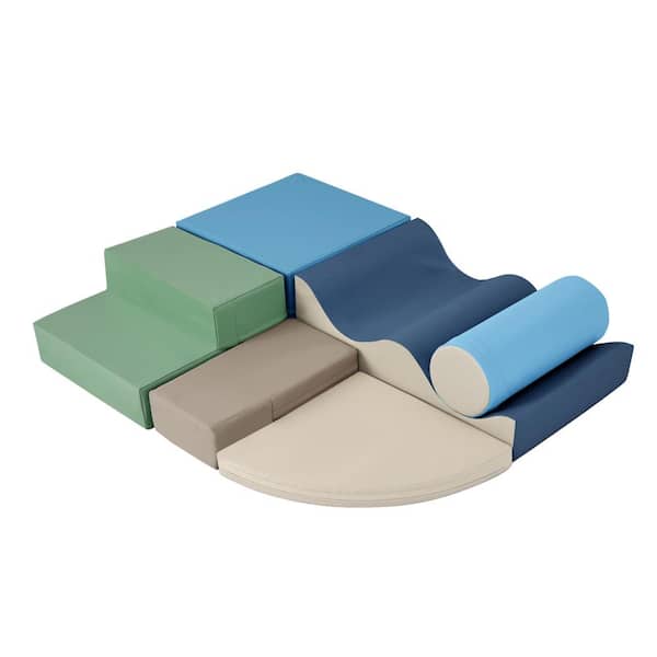 6 in 1 Multi-Colored Indoor Residential Soft Climb and Crawl Foam Playset