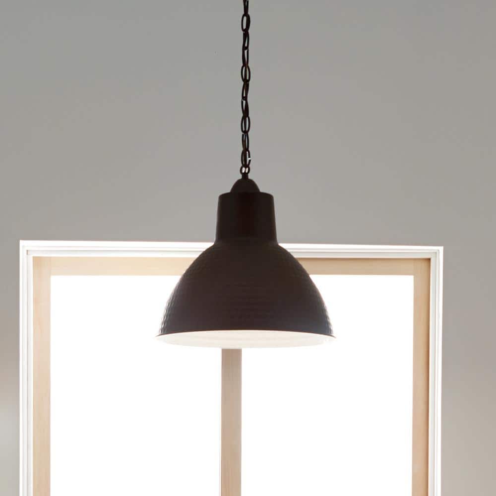 Vintage Bronze 13.5" Dome Pendant Light with Hammered Finish