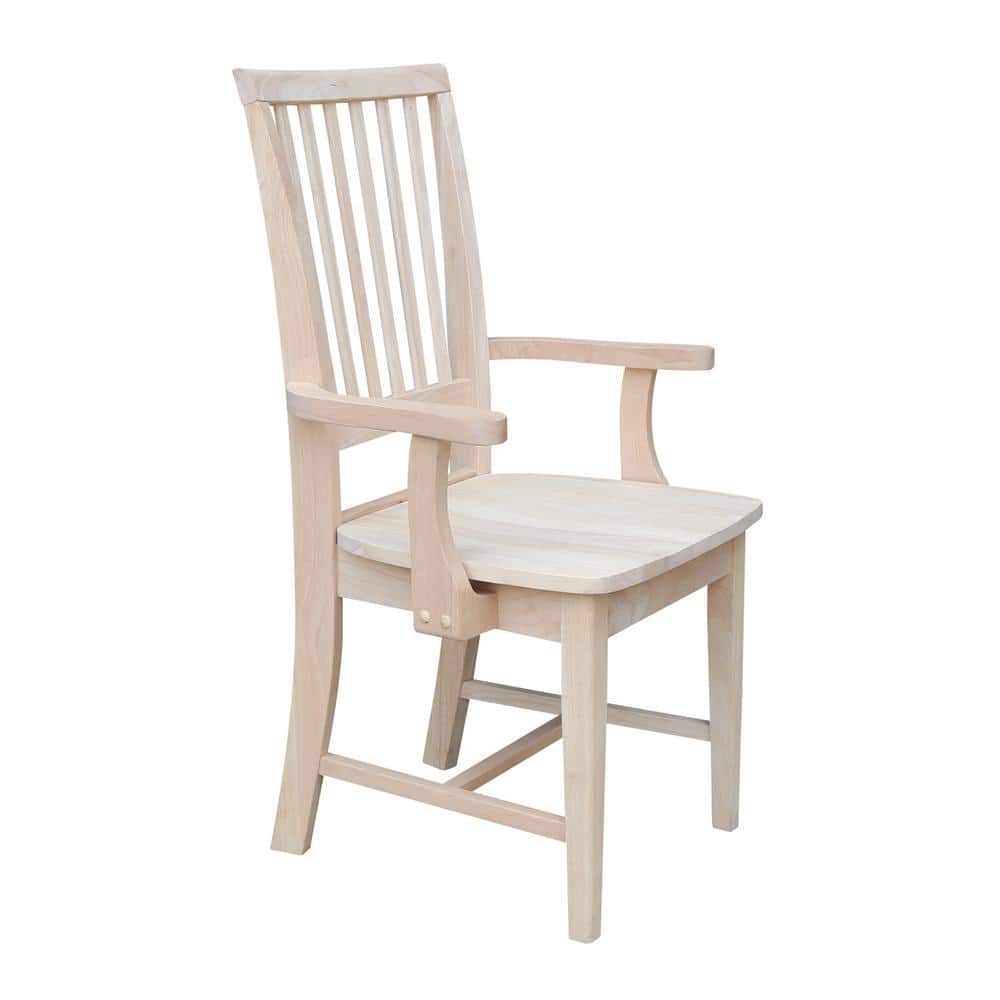 Traditional High-Back Unfinished Parawood Mission Arm Chair