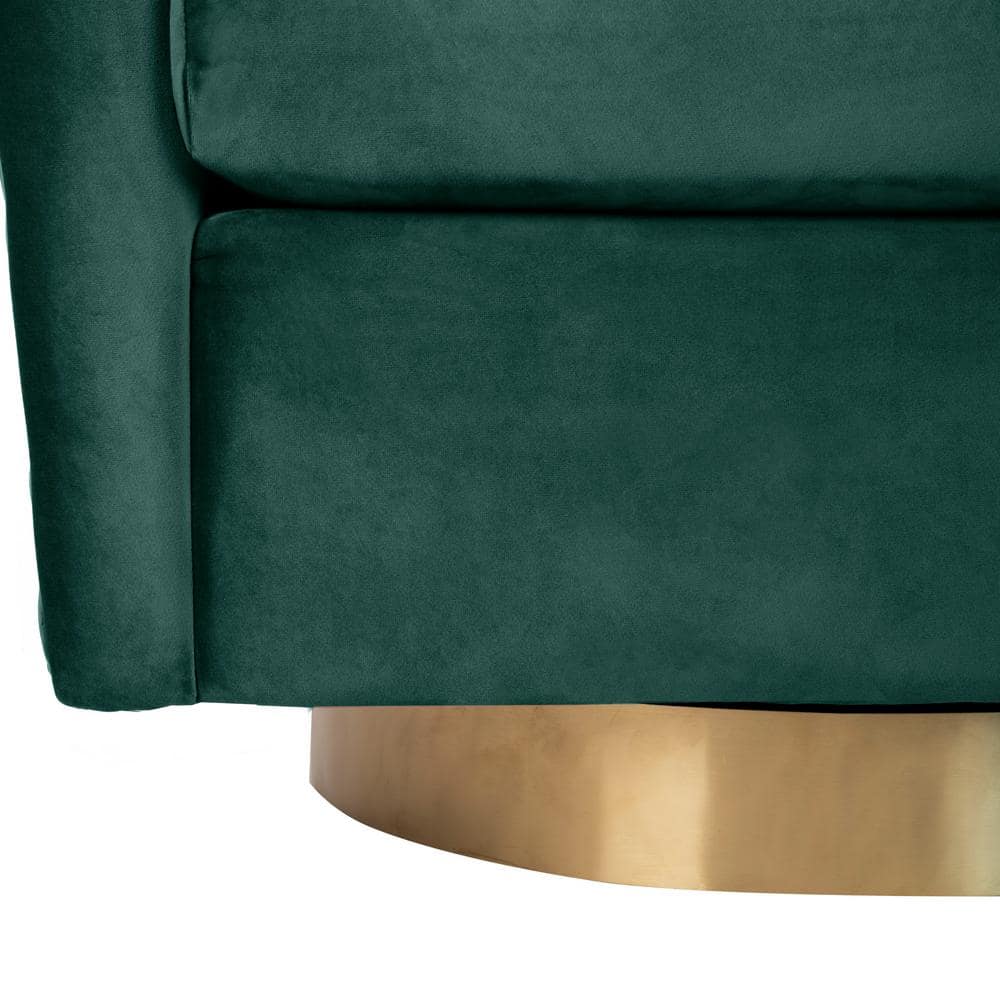 Emerald Velvet Swivel Barrel Chair with Gold Accents
