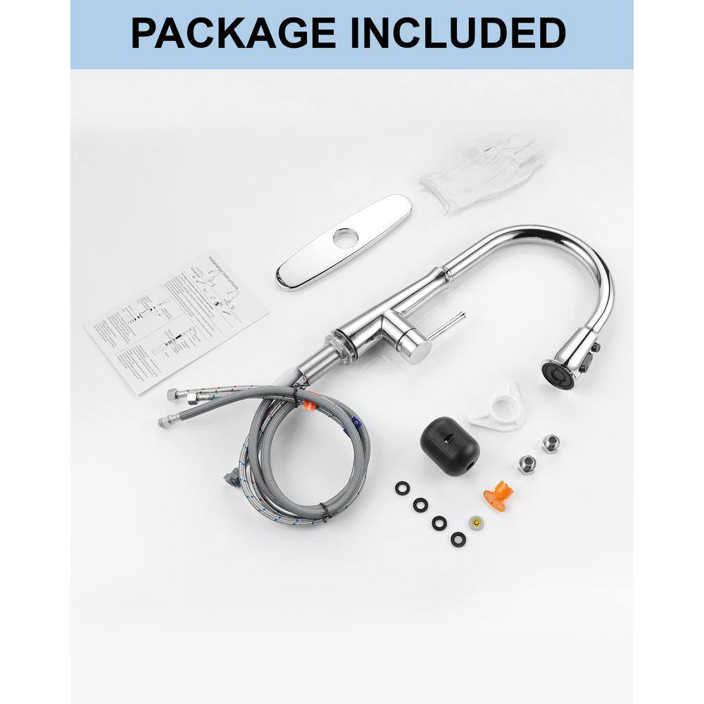 Polished Chrome Single-Handle Pull-Down Kitchen Faucet with Deckplate