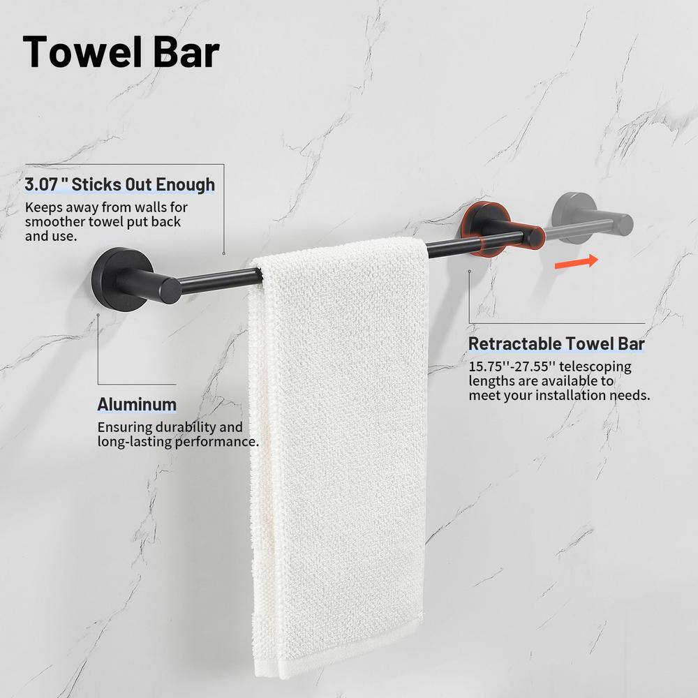 Matte Black 3-Piece Metal Bathroom Hardware Set