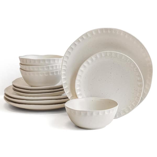 Over and Back 12-pc Cream Dinnerware Set (Service of 4)