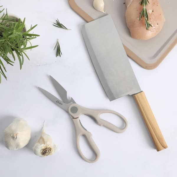 Oster 2 Piece Stainless Steel Cleaver and Scissor Set with Faux