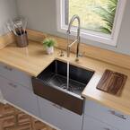Farmhouse Fireclay 24 in. Single Bowl Kitchen Sink in Black Gloss