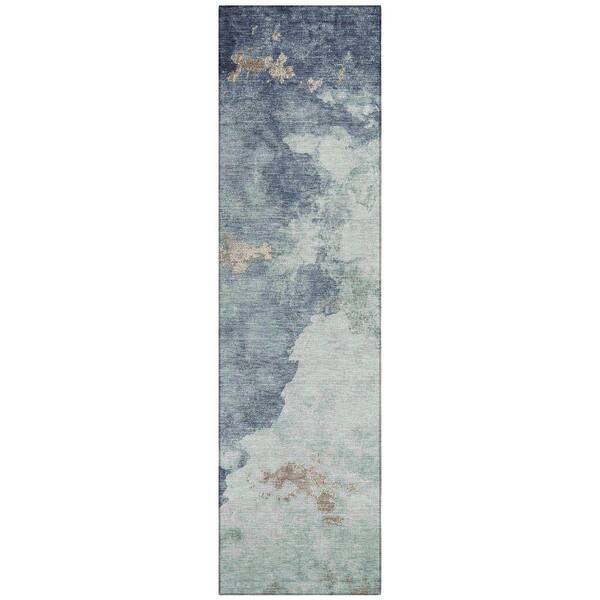 Chantille Machine Washable Indoor/Outdoor Abstract ACN2108 Seafoam 2 ft. 3 in. x 7 ft. 6 in. Runner Rug
