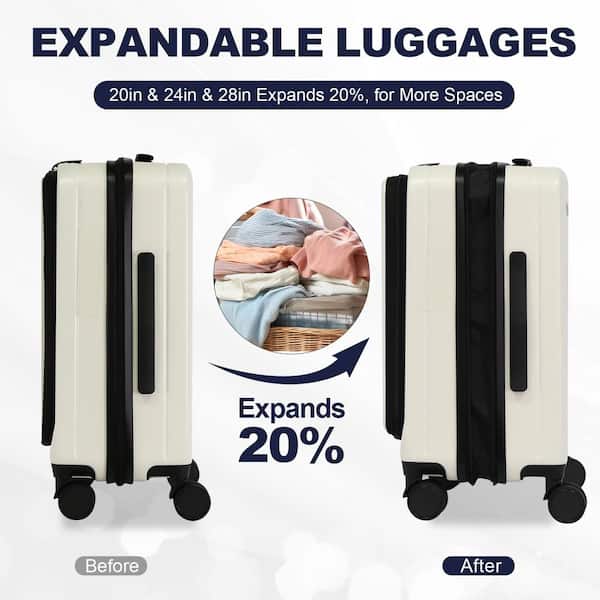 Adrinfly 3-Piece White Hardshell Luggage Set with Front Opening