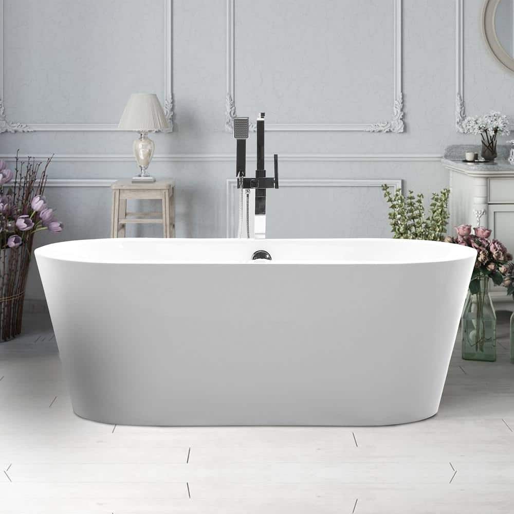 Lorient 59 in. Acrylic Flatbottom Freestanding Bathtub in White price history on PriceWatchPro