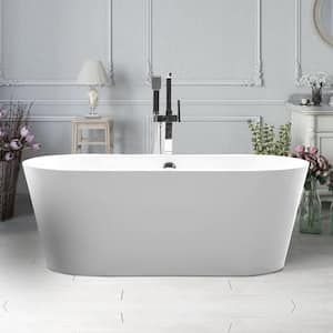 Lorient 59 in. Acrylic Flatbottom Freestanding Bathtub in White