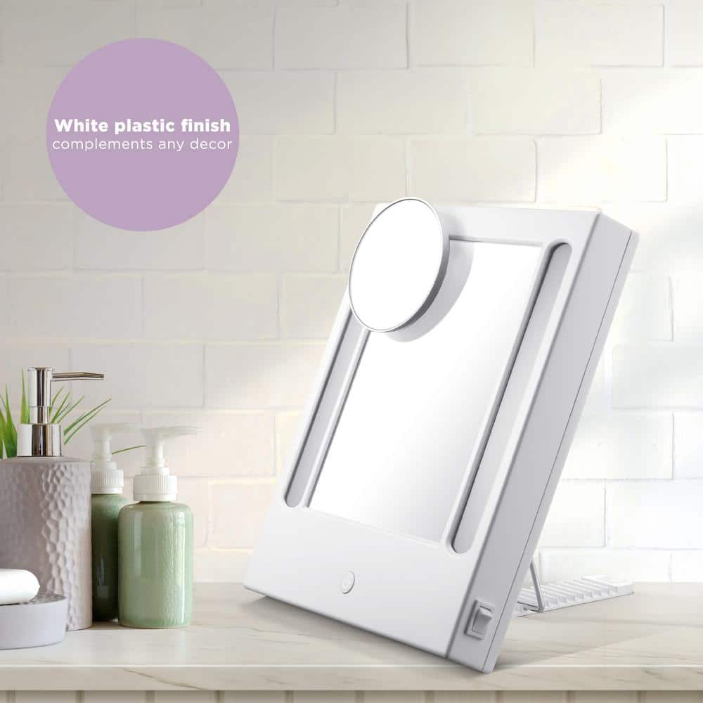 White LED Lighted Rectangular Magnifying Vanity Mirror