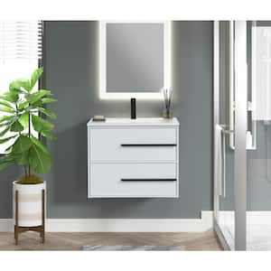 Cecelia 30 in. W x 18 in. D x 24.40 in. H Bath Vanity in White with White Cultured Marble Vanity Top and Basin