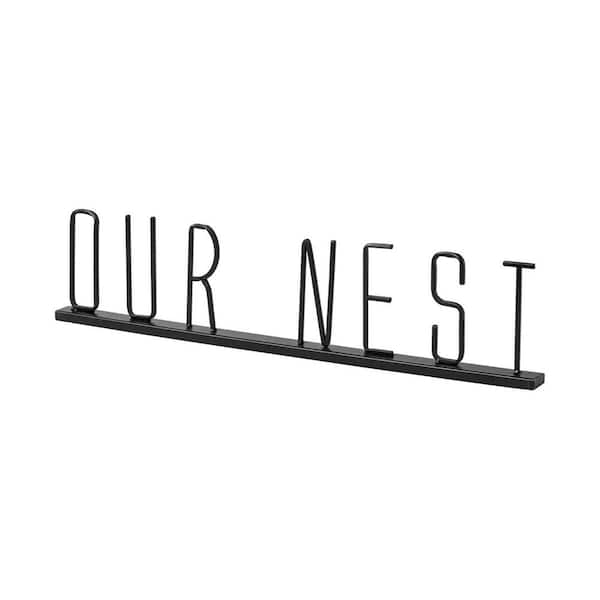 HomeRoots 5 in. Black Metal Our Nest Sign