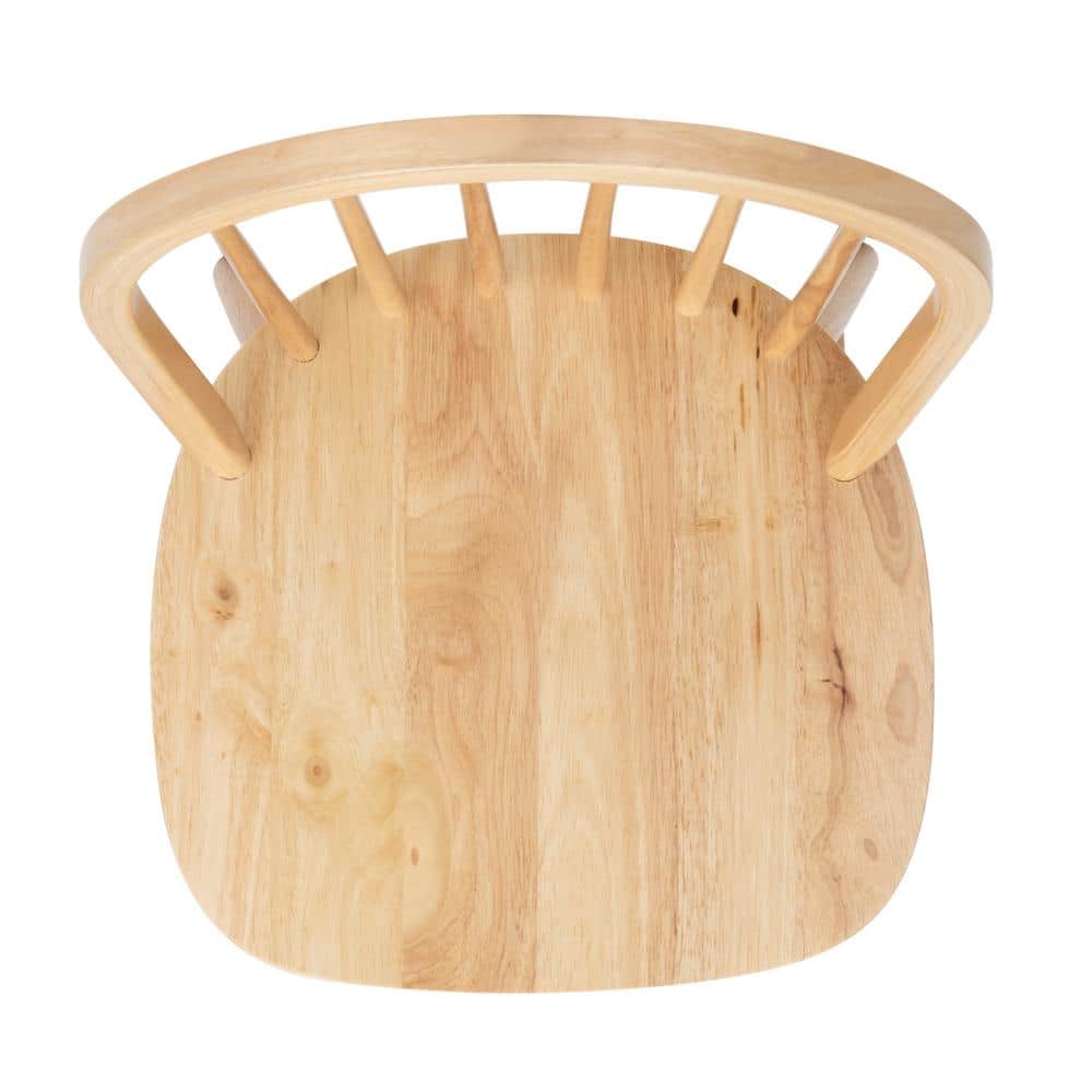 Natural Rubberwood High Slat Back Windsor Side Chair Set