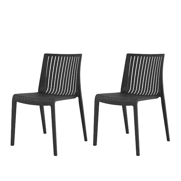 Lagoon Milos Black Resin Stackable Side Chair (Set of 2)
