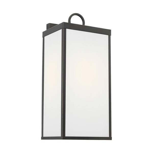 SCOTT LIVING - Howell 16.25 in. Antique Bronze Outdoor Hardwired Wall Lantern Sconce with White/Clear Glass Panels and No Bulb Included