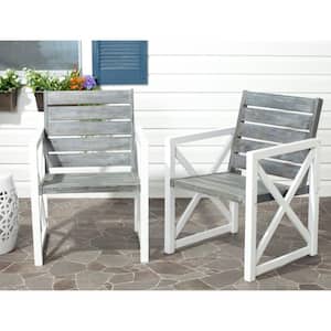 Irina White/Ash Grey Acacia Wood Outdoor Lounge Chair (2-Pack)