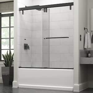 Mod 60 in. x 59-1/4 in. Soft-Close Frameless Sliding Bathtub Door in Bronze with 3/8 in. (10mm) Clear Glass
