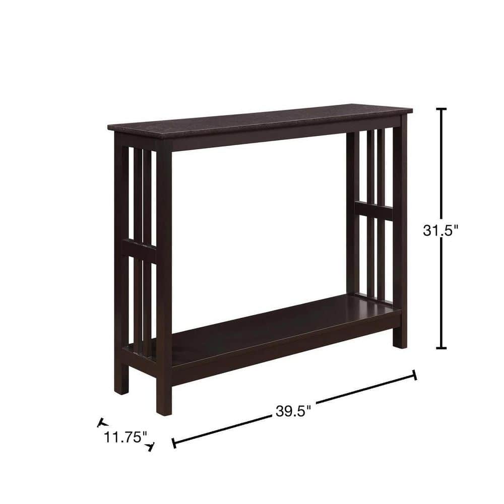 Espresso Mission-Inspired Console Table with Bottom Shelf