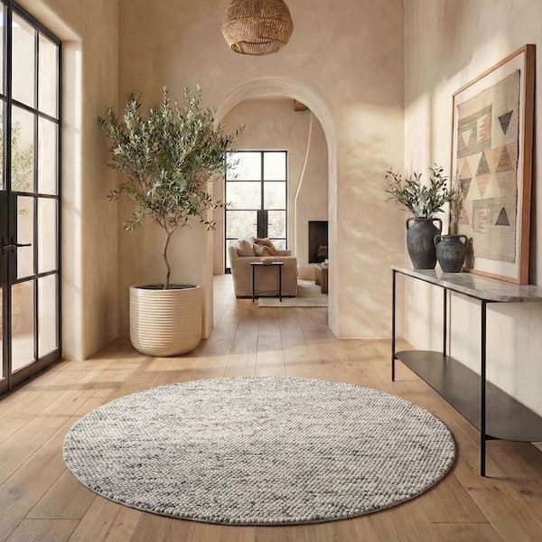 Natura 10 ft. x 10 ft. Round Light Gray/Ivory Gradient Area Rug