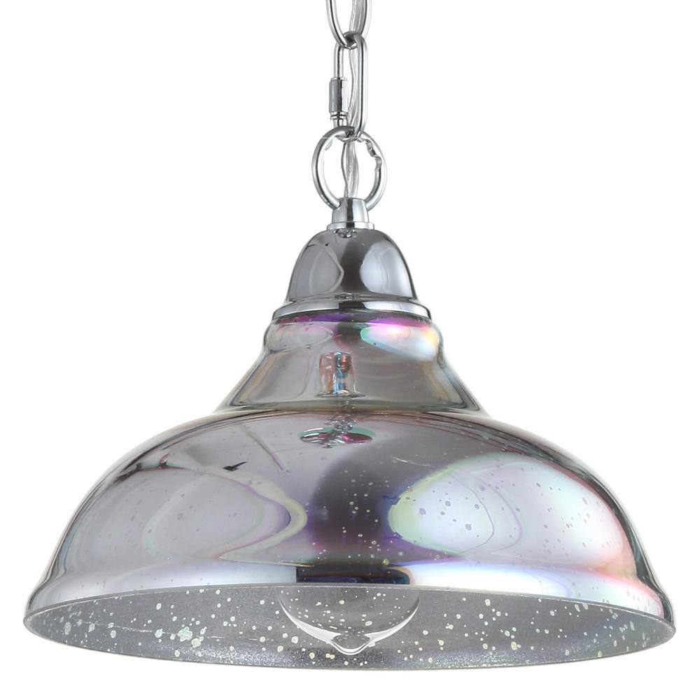 Nora 9.75" Chrome Polished LED Mini Drum Pendant with Clear Glass