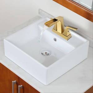 4 in. Centerset 2-Handle Mid Arc Bathroom Faucet with Pop-Up Drain in Brushed Gold