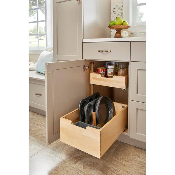 Rev-A-Shelf 27.56-in W x 6.5-in H 1-Tier Cabinet-mount Wood Soft Close Under -sink Organizer in the Cabinet Organizers department at