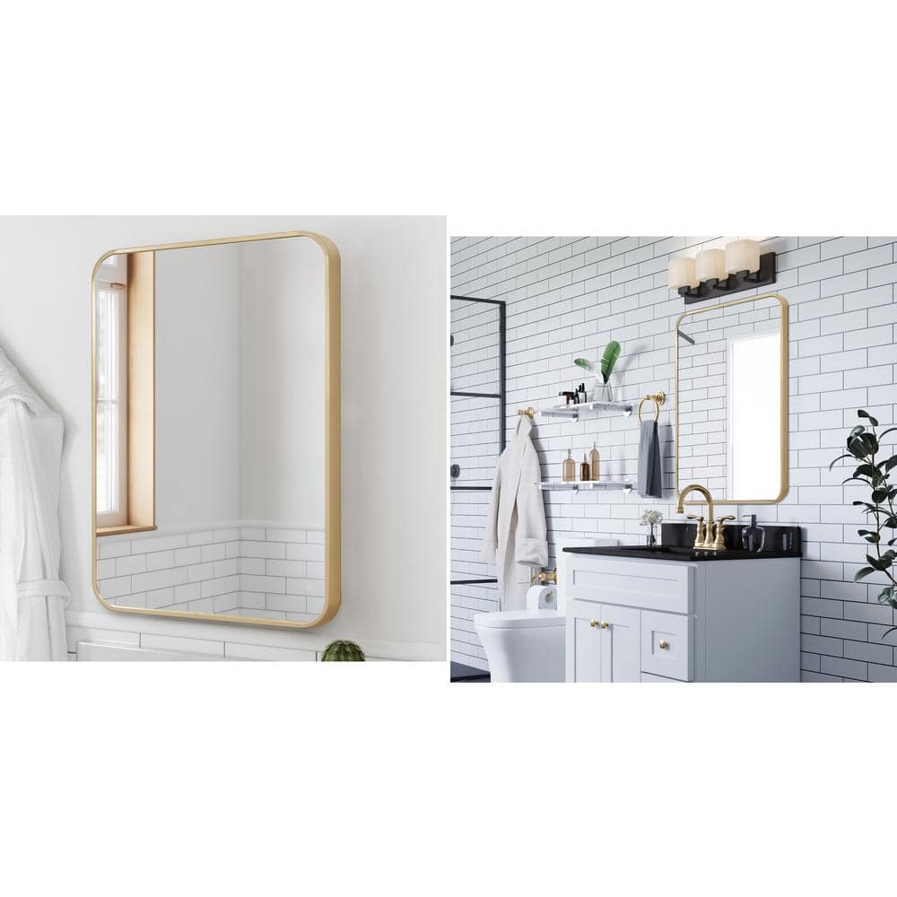 Elegant Isla 24" x 36" Gold Metal Framed Rectangular Wall Mirror