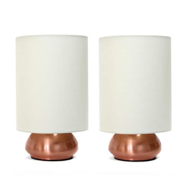 Simple Designs 9 in. Mini Touch Lamp with Fabric Shades (2 Pack)