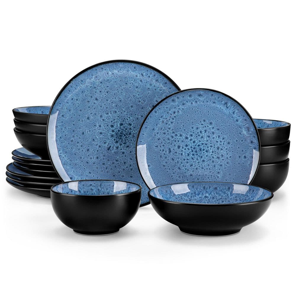 vancasso 16-Piece Blue Stoneware Dinnerware Set (Service Set for 4 ...