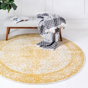 Bromley Midnight Yellow 3 ft. Round Area Rug