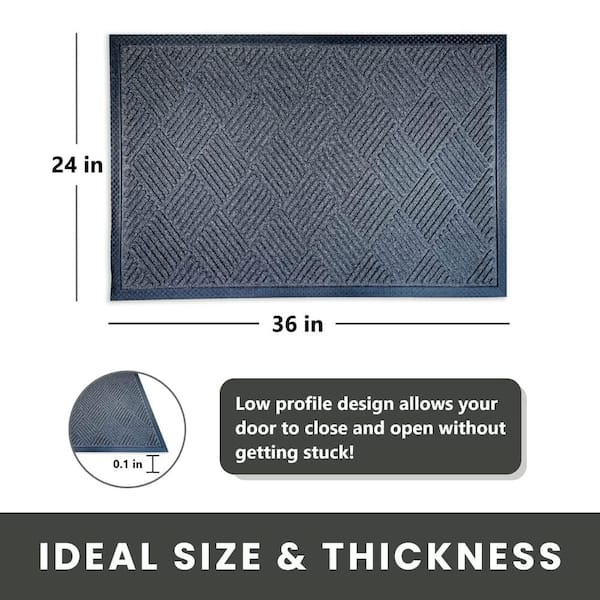 Indoor Outdoor Doormat Black 24 in. x 36 in. Chevron Floor Mat