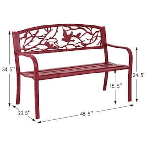 48.5 in. Pink Metal Outdoor Bench in Classical Design