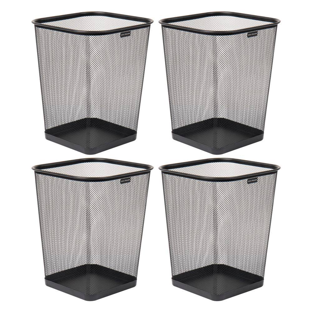 Black Stainless Steel Mesh Office Waste Baskets, Set of 4