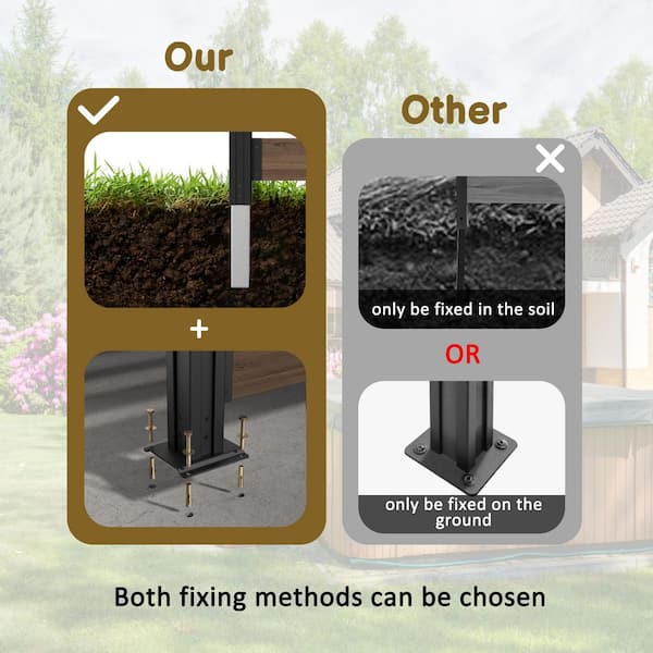 5 ft. x 6.5 ft. (2-Panels) Outdoor Fir Wood Flat Top Privacy Fence Screen with Metal Stakes for Soft and Hard Ground