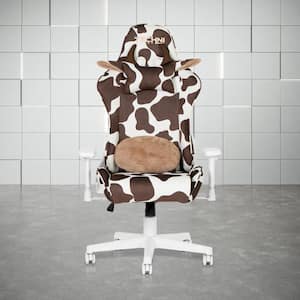 TS85 Cow Series Fabric Reclining Ergonomic Gaming Chair in Brown with Height Adjustable Arms