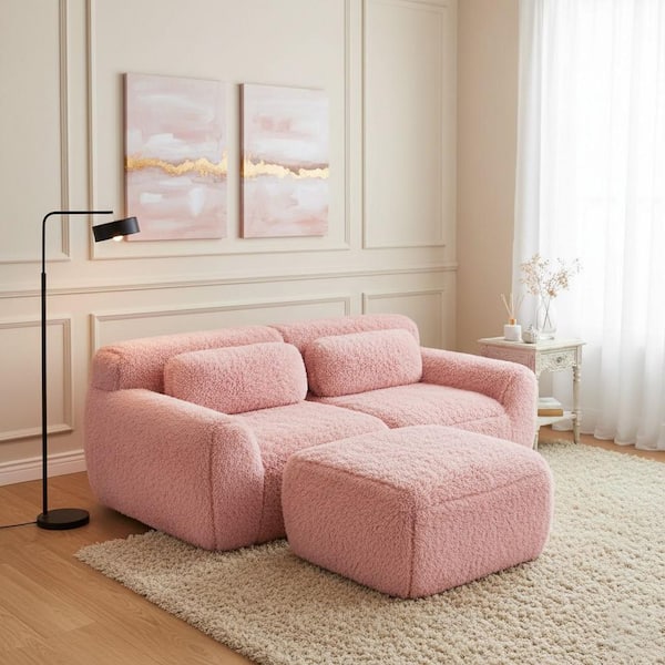マイメロ　ボアソファ Homy Casa 80.4 in. Armless 3-Seat Plush Microfiber Modular