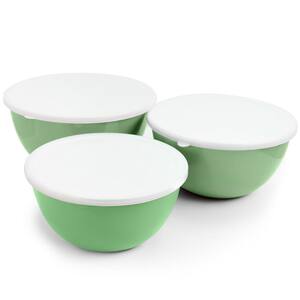 Plaza Cafe 3-Piece Mint Mixing Bowl Set with Lids