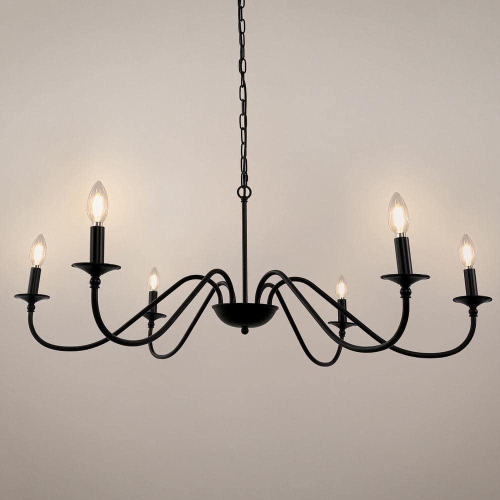 Black Metal 6-Light Candle Style Chandelier