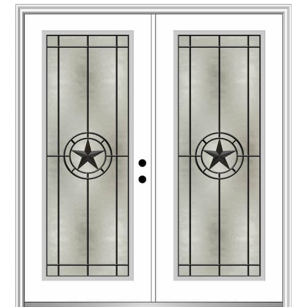 Elegant Star 72 in. x 80 in. Left-Hand/Inswing Full Lite Decorative Glass Primed Fiberglass Prehung Front Door
