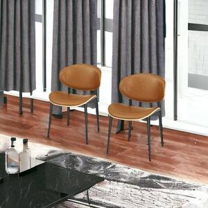 Brown And Black Upholstered Faux Leather Curved Back Side Chair (Set Of 2)