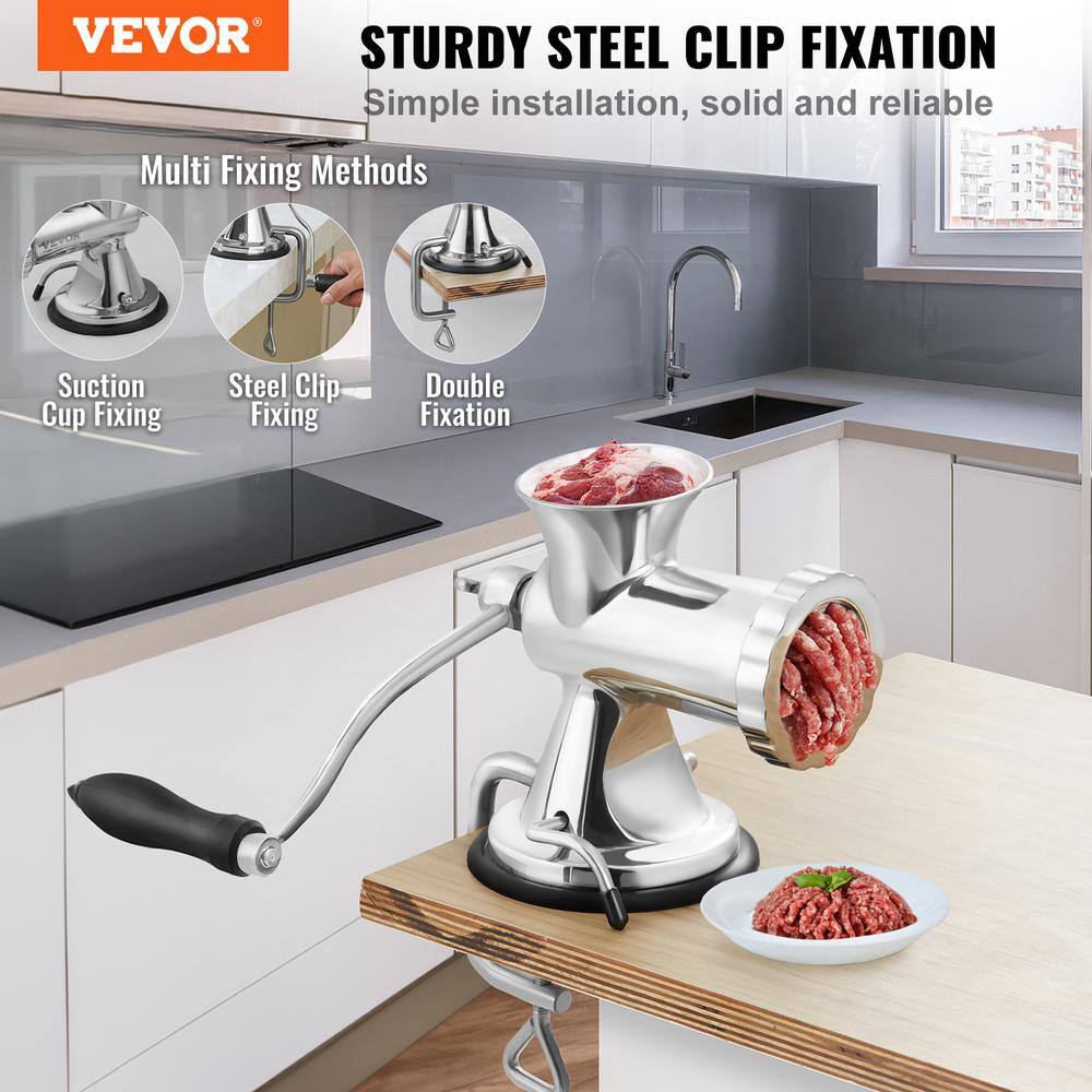 VEVOR Stainless Steel Manual Meat Grinder with Suction Cup and Table Clamp