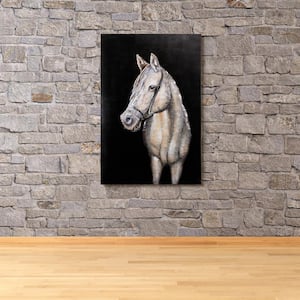 "White horse" Mixed Media Iron Hand Painted Dimensional Wall Decor