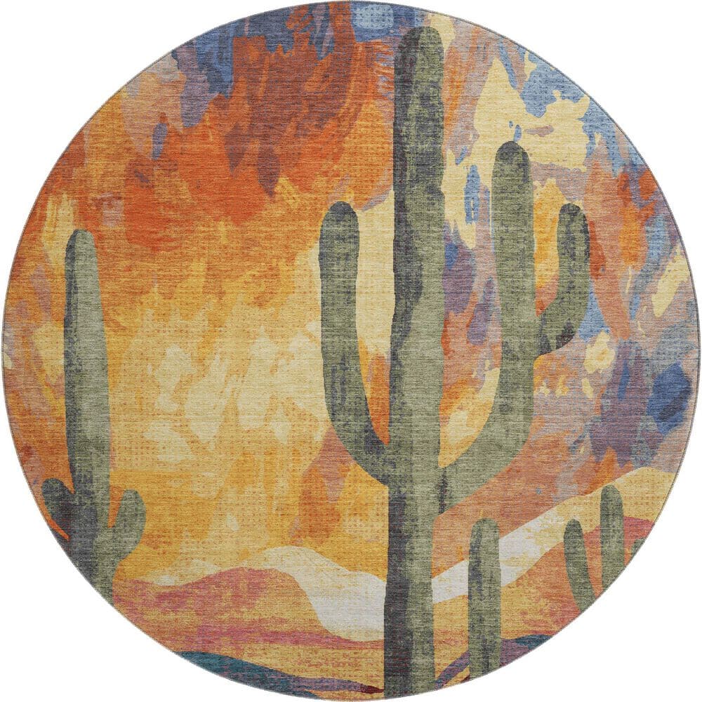 Mayfield Premium Machine Washable Abstract AMF2337 Terracotta 8 ft. x 8 ft. Round Rug price history on PriceWatchPro
