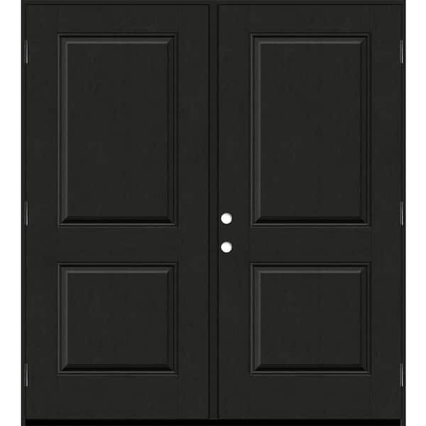 Regency 72 in. x 80 in. 2P Squaretop RHOS Onyx Stain Fiberglass Double Prehung Front Door with 6-9/16 Jamb