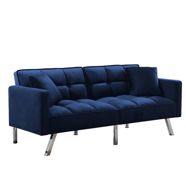 Eer Blue Sofa Bed Velvet Sleeper, Your Zone Grid Tufted Upholstered Sofa Bed Blue