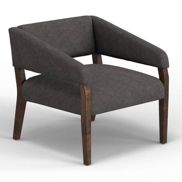 Benjara Merry Iron Gray and Brown Polyester Accent Chair