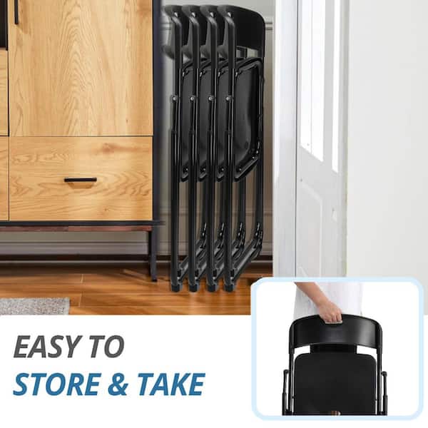 Karl home Black Plastic Folding Chairs(Set of 6) K1G56000942 - The