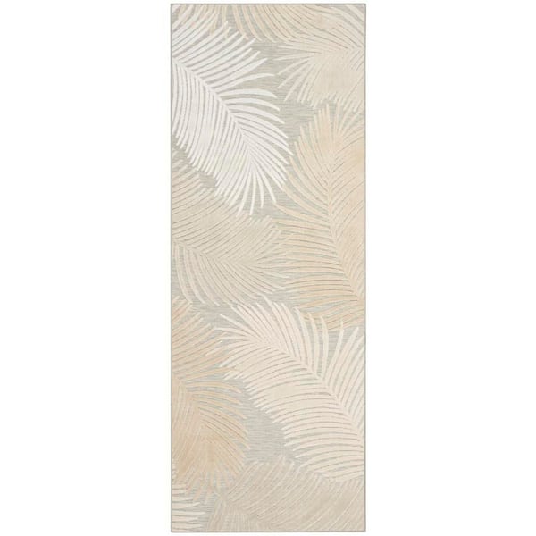 Suncoast Grey 2 ft. x 6 ft. Floral Contemporary Runner Area Rug