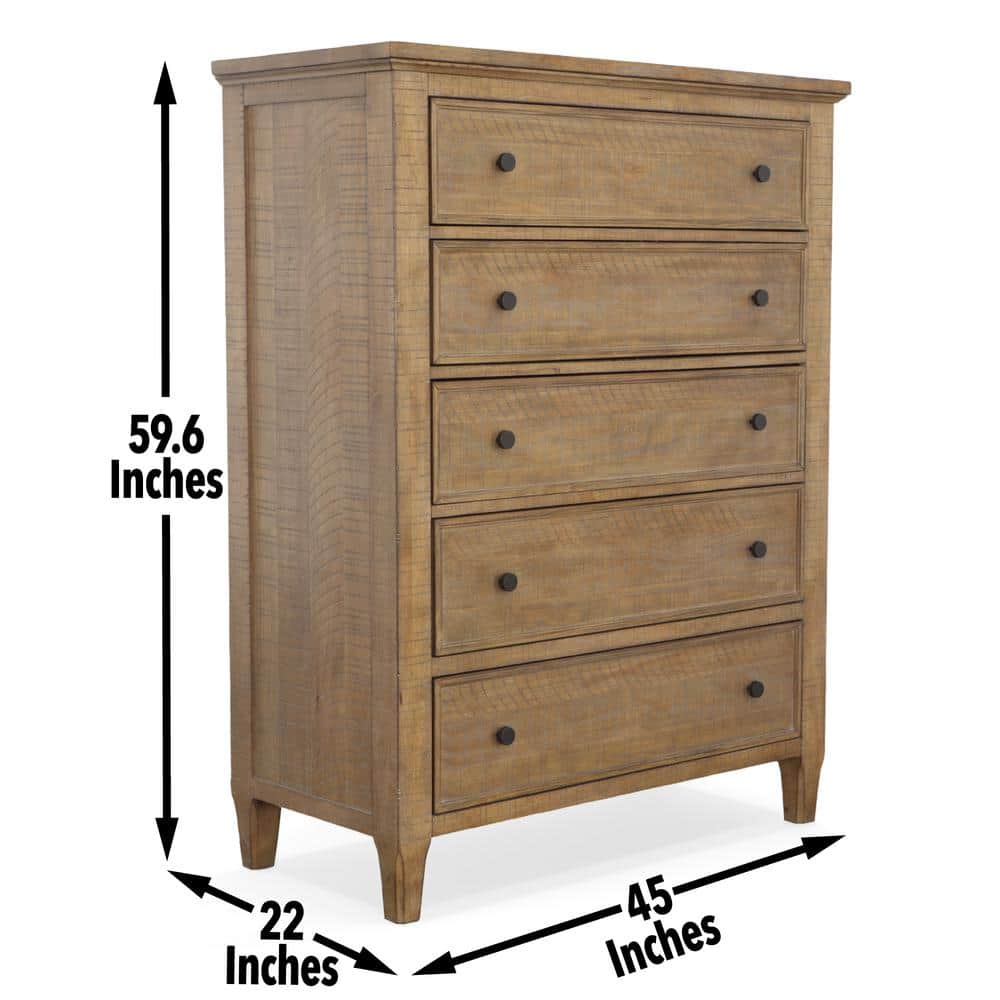 Rustic Brown Pine Dresser with Felt-Lined Drawers