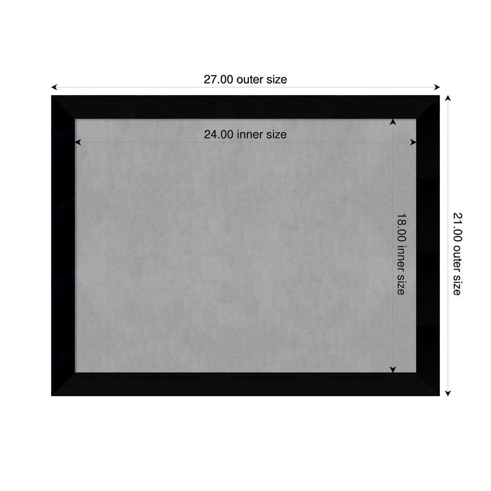 Modern Grey Magnetic Memo Board with Black Wood Frame